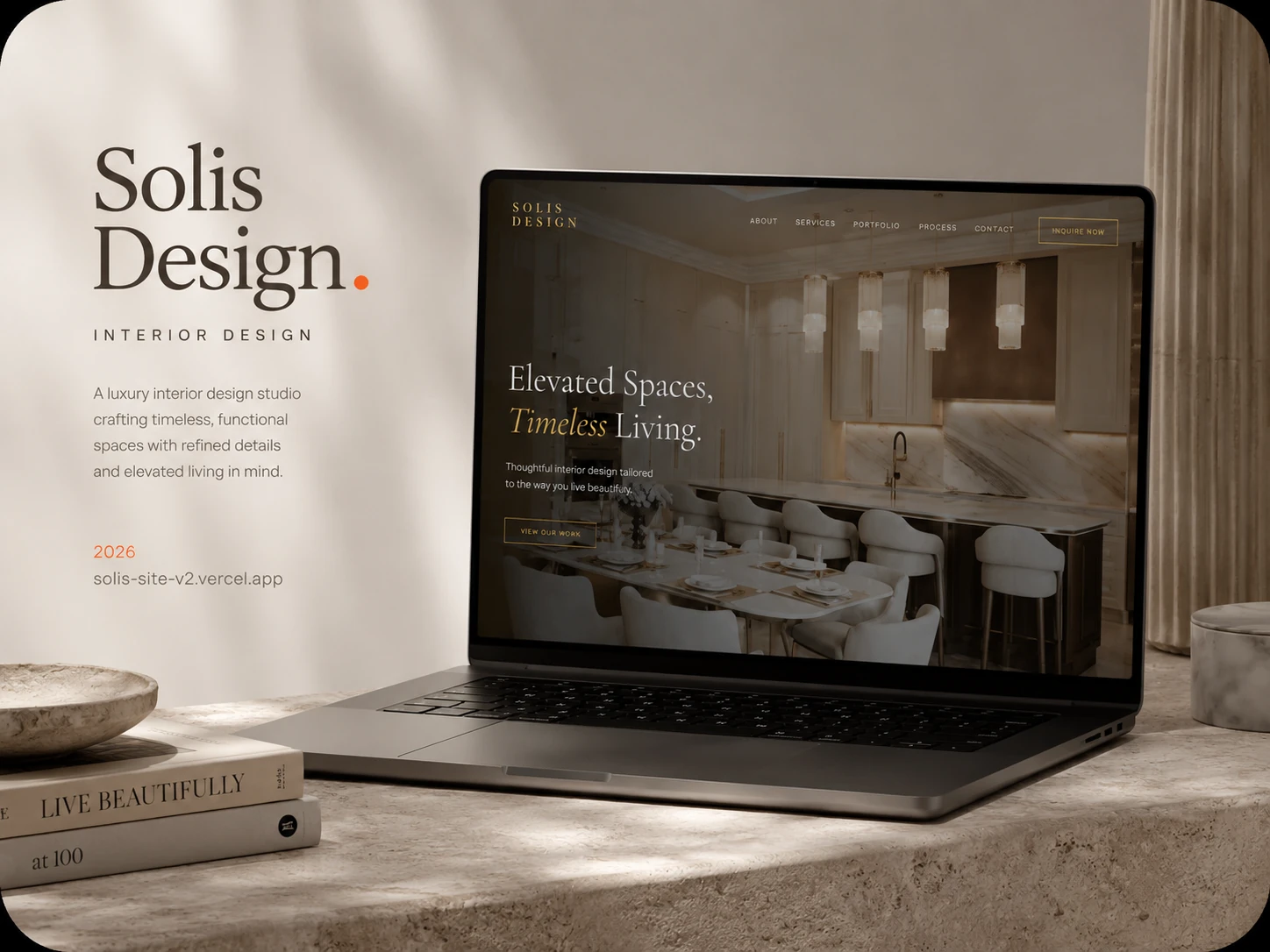 The Solis Design interior-design brand concept built by Solis Digital